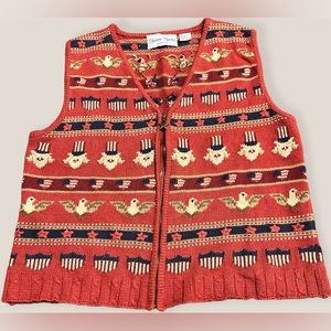 Sharon young American themed sweater vest size M